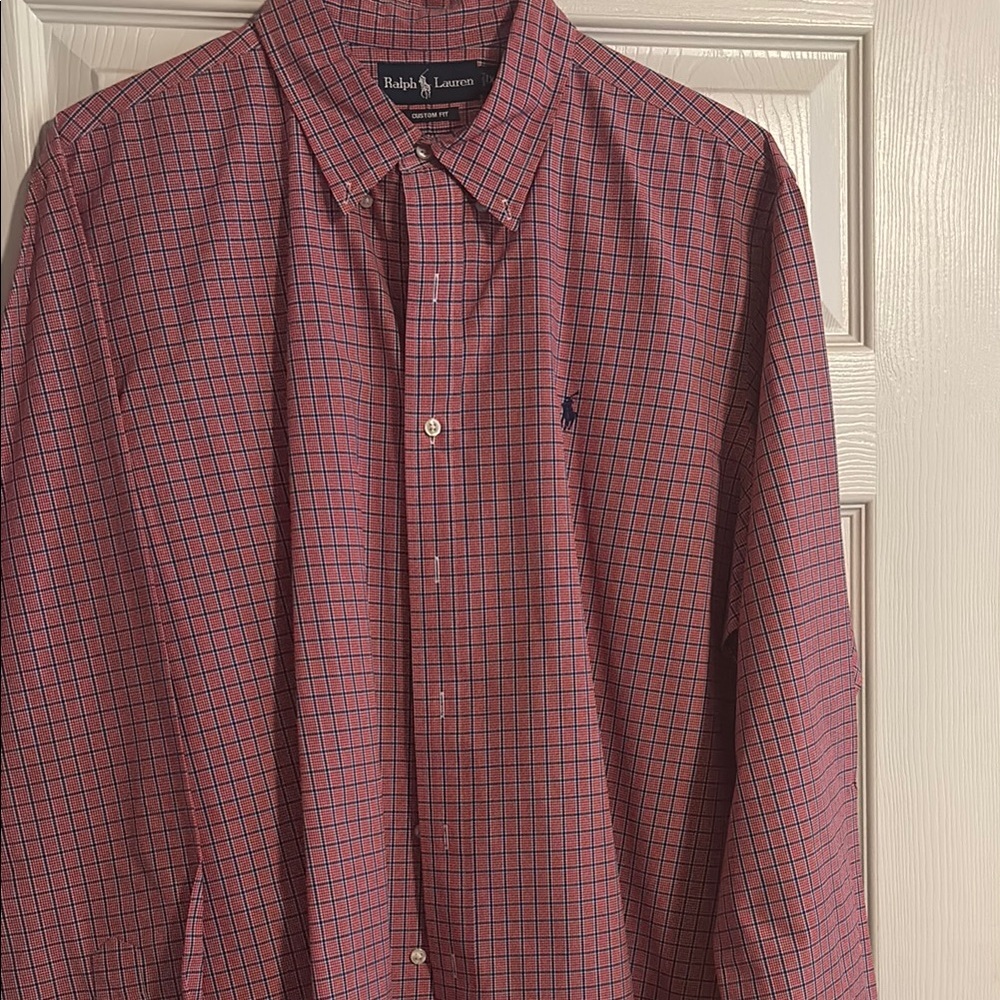 Ralph Lauren Men's Blue and Red Plaid Shirt